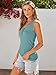 Kissfix Ribbed Thick Wide Strap Tank Top for Women Cute Summer Fitted Henley Tops Teen Junior Beach Vacation Sleeveless Shirt Blue L
