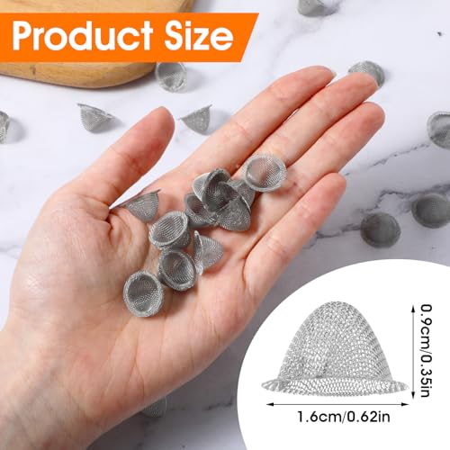 60Pcs Stainless Steel Bowl Screens, 1/2 Inch Stainless Steel Bowl Mesh Clean Screens Tapered Design Conical Design Metal Filters Mini Metal Clean Screen Reusable Filters - Image 3