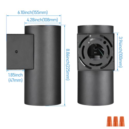Image of LEONLITE 2-Pack 9 Inch 5CCT Integrated Cylinder LED Down Light Outdoor