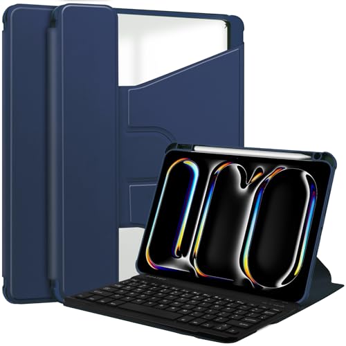 Étui à rabat compatible avec iPad Pro 11" M4 2024 avec clavier amovible bleu