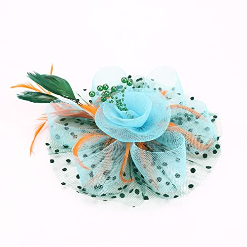 Image of DRESHOW Fascinators Hat Flower Mesh Ribbons Feathers on a Headband and a Clip Tea Party Headwear for Girls and Women