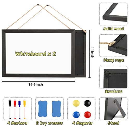 Miratino White Board Magnetic Dry Erase Board For Wall, 16"X12" Black Wooden Frame Whiteboard With Stand For Kids Students, Small White Boards Magnetic For Door Office Wall Decor-2 Pack #TOP5