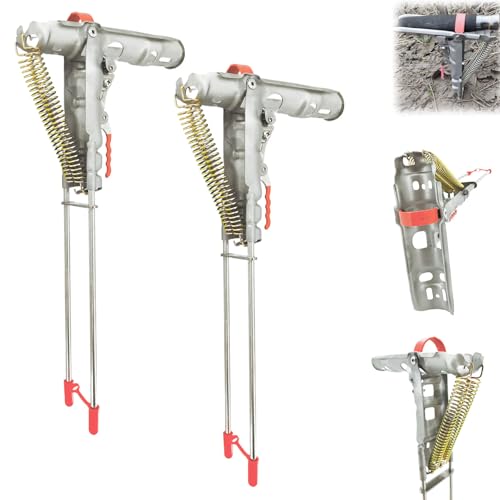 2PCS Automatic Fishing Rod Holder Double Spring Double Thickened Ground Plug Upgrade Spring - Auto-Lift Mechanism for Hands-Free Fishing in Lakes, Rivers & Camping