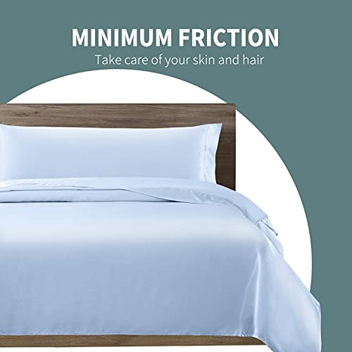 Cobedzy 1 Pcs Satin Pillowcase, 20X54 Body Pillow Covers Cooling, Breathable Light Blue Body Pillow Cases, Soft Silky Body Pillowcases With Envelope Closure #TOP2