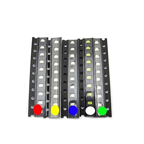 Jgzwlkj LED-Dioden 100pcs = 5colors x 20pcs 0402 2835 1210 1206 0805 0603 3014 3020 Sortiment SMD LED-Dioden-Kit grün/rot/weiß/blau/gelb (Color : 0402 KIT 5color x 20) Cover