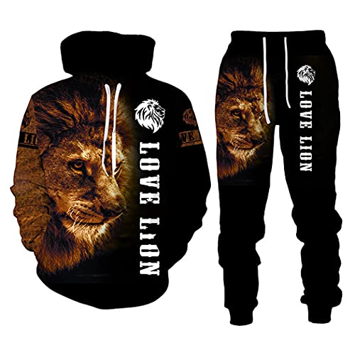 Ensemble manches longues homme lion 3D sportswear chaud hiver