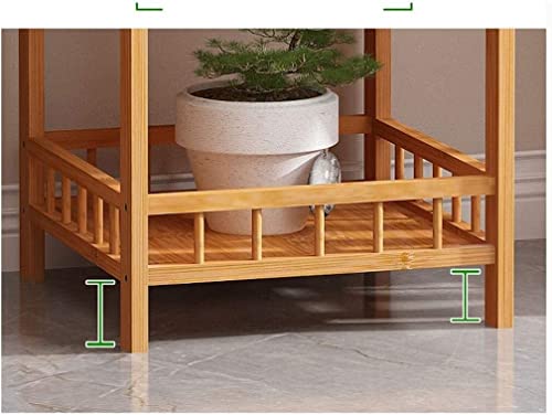 Support de fleurs en bambou marron à 4 niveaux pour optimiser les petits espaces - 4