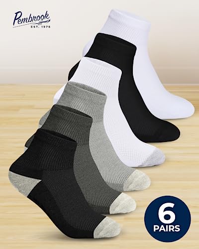 Pembrook Diabetic Ankle Socks For Men & Women | 6 Pairs Wide Non Binding Socks Quarter Length | Edema Neuropathy Socks #TOP1