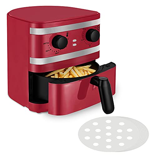Image of 1 Quart Small Air Fryer, Mini Oil-Less Healthy Cooker, Home Use or Promotion Gift use, Non Stick Safe Fryer Basket, 60 Minute Timer & Temperature Control, Auto Shut-Off, 1-2 Personal Use, Red