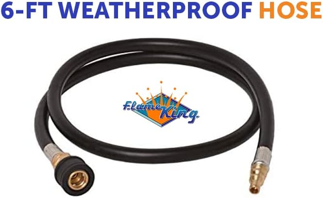 Flame King RV, Van, Trailer, Dual Quick Connect Hose, LP Gas Only, 72 Inch, 1/4 Inch ID - 100395-72 , Black