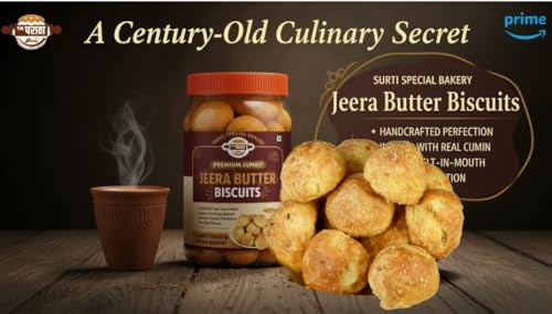 Image of Surti Special Bakery Jeera Butter Biscuits | Freshly Baked Crunchy Jeera Butter | Authentic Tea Time Snack | Crispy & Buttery Delight with Roasted Cumin Seeds (Surti Chatori Pack - 250g)