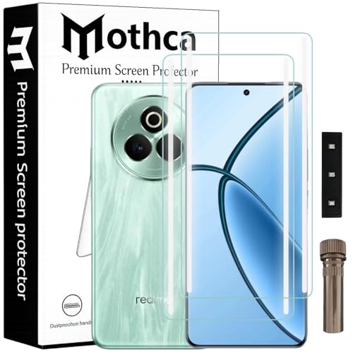 Image of Mothca Curved UV Tempered Glass Screen Protector for Realme P3 Pro 5G | Transparent | Pack of 2 | Borderless Full Screen Coverage with UV Installation Kit