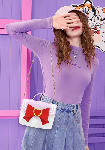Procos Moon Jk School Uniform Handbags Sailor Kawaii Anime Pu Leather Purse Cosplay Bow Chain Crossbody Bag Women's Shoulder Bags Messenger Satchel Tote Purple #TOP5