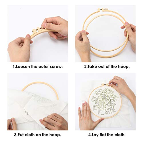 MTOUOCK Full Range of Stamped Embroidery Kits for Beginners Adults Kids. Embroidery Starter Kit with Pattern, Embroidery Hoop, Color Threads, Instructions and Other Cross Stitch Set (Plant Pattern) - Thumbnail 4