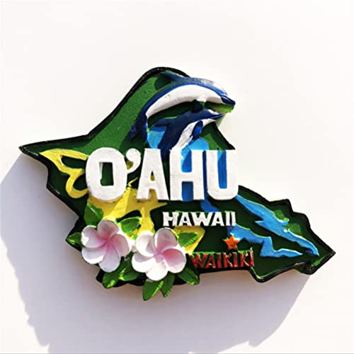 Imán decorativo para refrigerador O'ahu Waikiki Hawaii 3D miniatura 3