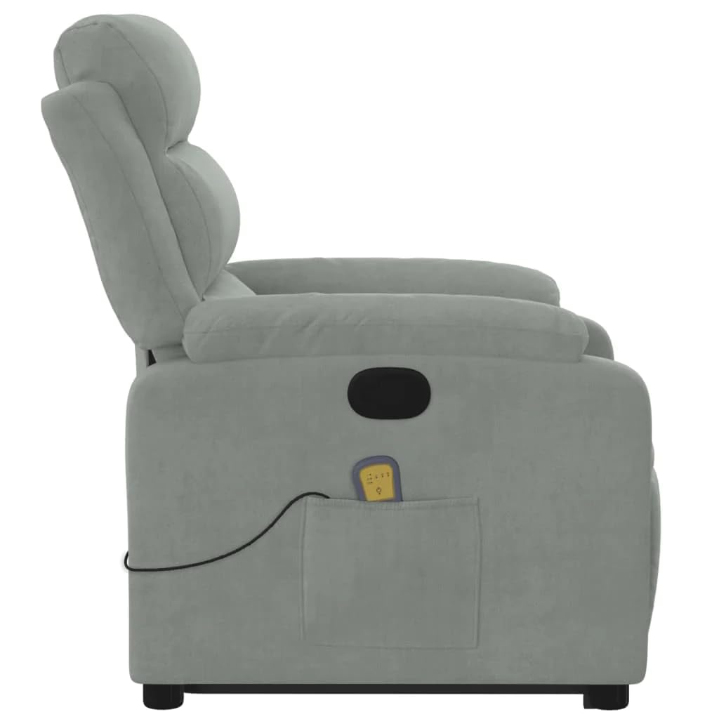 vidaXL Fauteuil de Massage inclinable Gris Clair Velours