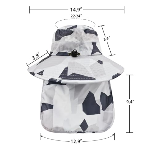 Image of Sun Hats for Men Women Fishing Hat UPF 50+ Breathable Wide Brim Bucket Hats Summer UV Protection Safari Hat with Neck Flap