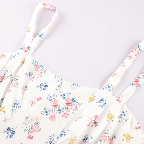 Image of Belle Poque Sun Dresses for Women Spring Summer Floral Midi Flowy Spaghetti Ruffle Wedding Guest Tea Party Dress