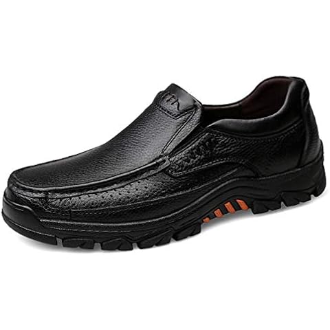 ZXWFOBEY Mens Fashion Outdoor Mountaineering Leather Shoes Slip-On Formal Shoes Black B Cover