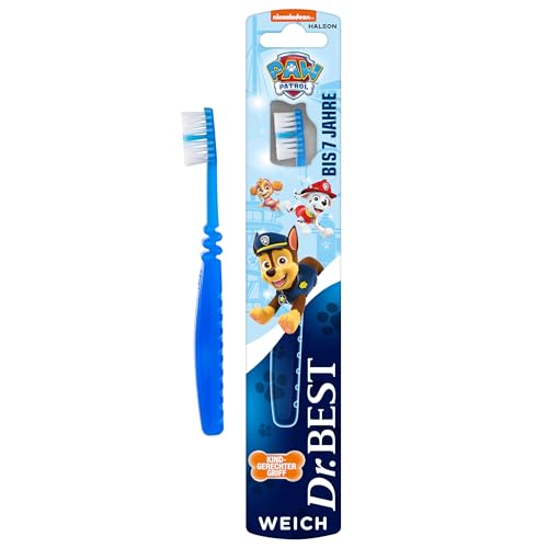 Zahnbürste - Dr.BEST Paw Patrol, Weich (1 Stück), weiche Borsten und kindgerechter Griff, für eine gründliche und sanfte Reinigung der Milchzähne