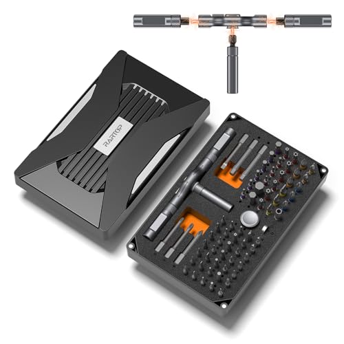 74 in 1 Ratchet Screwdriver Set Magnetic Ratcheting Screwdriver with 71 Bits S2 Steel 360 Ratchet Wrench Multi-Function T-Handle for Electronics Computer Camera Bicycle Repair Gift for Men