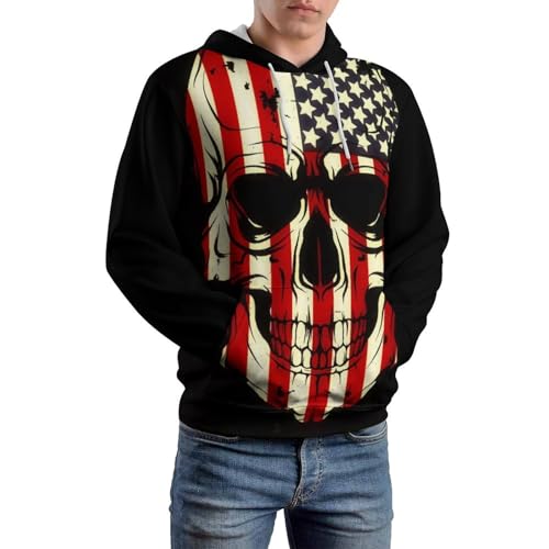 Sweats à capuche drapeau américain crâne UMENG pull avec motif imprimé graphique S
