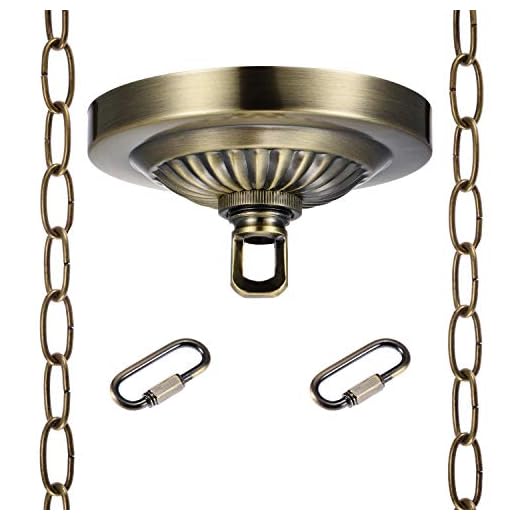Canomo 4.75 Inches Diameter Canopy Kit and 6 feet Pendant Light Fixture Chain with Maximum Fixture Weight of 50 Pounds for Chandelier or Swag Light Fixtures, Antique Brass