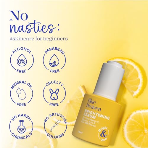 Image of Blue Heaven Brightening 5% Vitamin C Face Serum for Brightening & Glowing Skin | Improves Hydration & Reduces Blemishes | Face Serum for Men and Women, 20ml