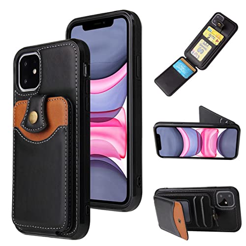 Étui en cuir de luxe pour iPhone XS avec porte-cartes élégant noir