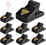 Cleaneaty Rat Traps - 8 x Heavy Duty Humane Rat Snap Trap That Kill Instantly for Indoors, Outdoor, and Gardens -14 CM Large Reusable Mouse Traps Rodent Solution with 1 Pair of Gloves