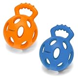 Durable Dog Chew Ball Toys for Aggressive Chewers - Interactive Rubber Ball with Handle for Tug of War and Fetch, Kettlebell-Inspired Design, Ideal for Small, Medium, and Large Dogs, 3.94