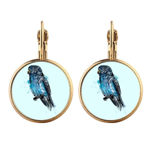 Boucles d'oreilles clip perroquet bleu noir oreilles non percées