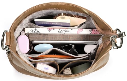 Image of YALUXE Women's Real Leather Shoulder Bags Hobo Handbags Purse Crossbody Bag