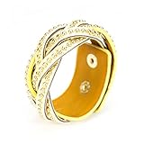 Armband: Leder-Wickelarmband für Damen und Mädchen, geflochten mit goldfarbenen-Nieten mit der Größe 22 cm x 3,2 cm