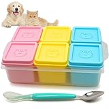 2ME Cat and Dog Food Storage Containers with Lids, 6-Pack 100% Silicone 4oz Each, with Dual-Ended Scoop – Keeps Wet Can Food Fresh, Odor-Resistant,Freezer, Microwave & Dishwasher Safe