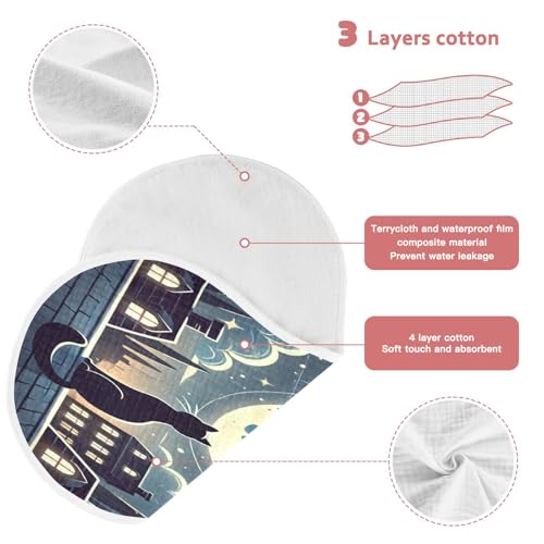 Black Cat Moonlit Blue Baby Burp Cloths Muslin Burp Cloths Soft Burp Cloth Burp Rags Cotton Burp Clothes Absorbent for Boy Newborn Girl Unisex 1 Pack 22x11 Inches3