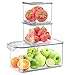 Hossejoy Kühlschrank Organizer 3er Set, Hochwertig Kühlschrank Aufbewahrungsbox mit Belüfteten Deckeln, Durchsichtig Schrank Schubladen Organizer, ideal für Küchen, Kühlschrank, Schränke