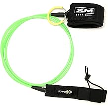 Regular 6ft-12ft Surfboard Leash with Power Clip Quick Release Upgrade, Cord Thickness .270in, Key Pocket, Unbreakable Swivels, Detachable Railsaver, Made in USA
