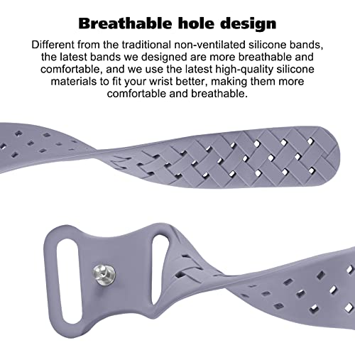 Image of Silicone Braided Weave Bands Compatible with Apple Watch 38mm 40mm 41mm 42mm 44mm 46mm 45mm 49mm, Replacement Sport Breathable Strap for iWatch Series 11 /10 /9 /8 /7 /6 /5 /4 /3 /2 /1 Ultra SE, Lavender Gray