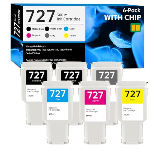 727 Ink Cartridge 300ml Set C1Q12A F9J79A F9J76A F9J77A F9J78A F9J80A