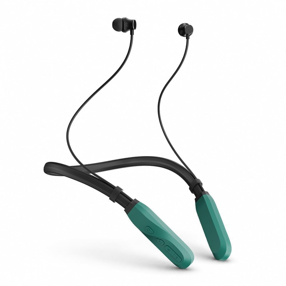 Cuffie Bluetooth con Archetto da Collo 200H di Riproduzione, Auricolari In-Ear Bluetooth 5.3, Cuffie Sportive a Collare, IPX4 Cuffie Wireless Magnetiche per Sport Corsa Palestra Cantiere, Verde Scuro