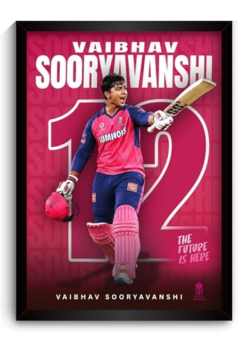 Image of Funk You Store Vaibhav Sooryavanshi Framed Poster | Vaibhav Sooryavanshi 12 Wall Art | RR Edition | Cricket Legend | Premium Sports Decor for Cricket Fans | Motivational Wall Poster (F 181)
