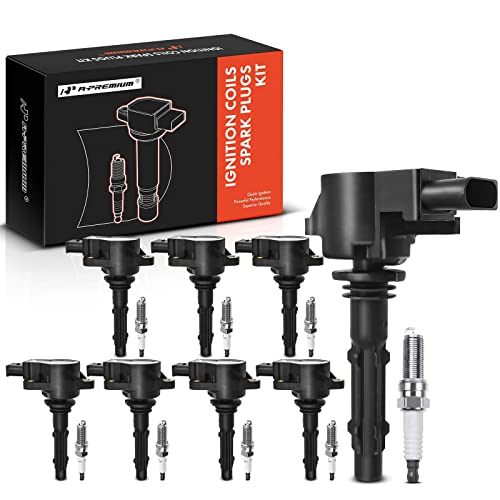A-Premium Set of 8 Ignition Coil Pack and Iridium Spark Plugs Compatible with Mercedes-Benz CLS550 E550 S550 2007-2011 GL450 SL550 ML550 S450 CL550 CLK550 G550