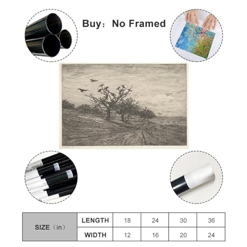 Poster Tree Filled With Crows Daubigny décoration murale chambre et bureau - 7
