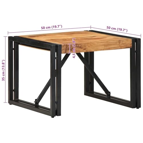 Table basse bois massif acacia 50x50x35 cm pour optimiser l'espace - 4