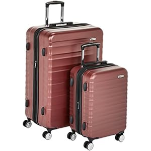 Amazon Basics premium hardside spinner bagage met ingebouwd TSA-slot – 2-delige set (55 cm, 78 cm), rood