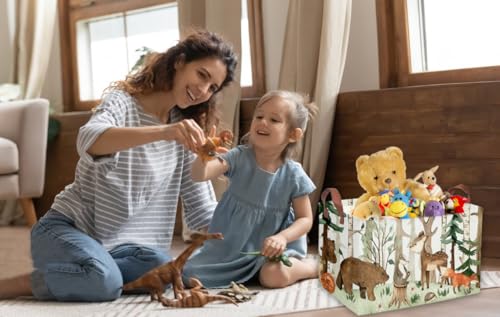 Image of Sanjiaofeng Rectangular Kids Basket Animal Storage Bins,Woodland Storage Baskets with Handles.Clothers,Toys,Books,Kid's Gifts Storage. (Tree animal)