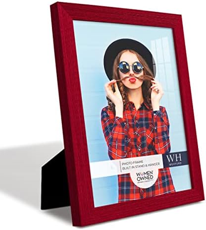 Renditions Gallery 8x10 inch Picture Frame Modern Style Wood Pattern and High Definition Glass Ready for Wall and Tabletop Photo Display, Red Frame
