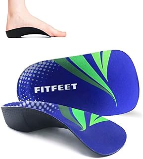 RooRuns Orthotic Insoles, 3/4 High Arch Support Shoe Inserts Insoles for Flat Feet, Plantar Fasciitis, Foot Arch, Feet Fatigue - Heel Cushion for Men, Woman, Medium (6-9.5 UK), Deep Blue