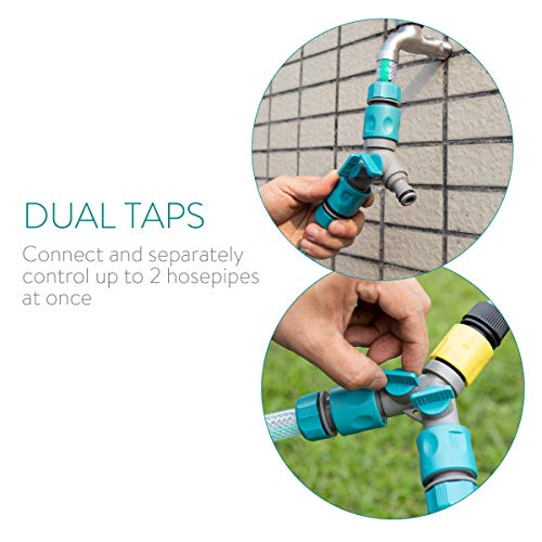 Navaris 2-Wege-Verteiler mit Absperrventil - 3X 1/2" Quick Connector - Doppel Anschluss Gartenschlauch - zweiseitiger Schlauch Adapter - regulierbar – Bild 4